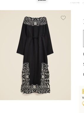 J. Crew Black Maxi Dress with Cream Embroidered Yoke